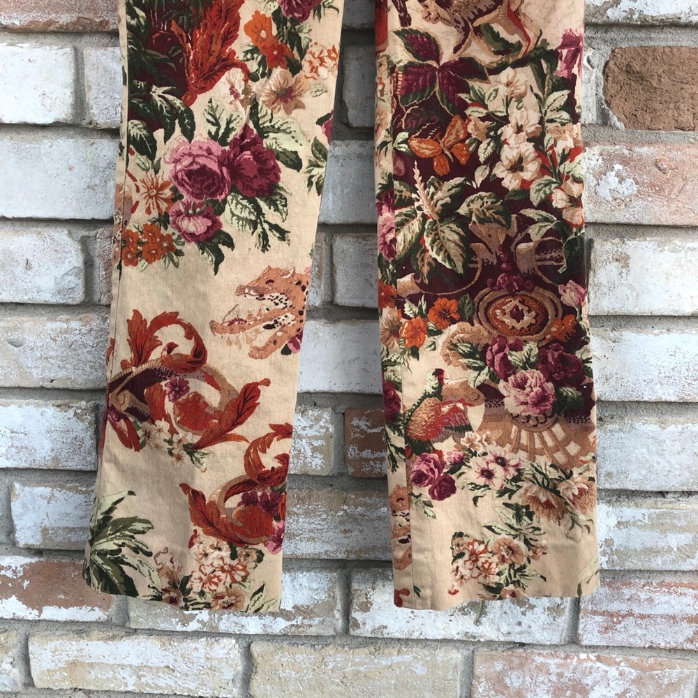 Etcetera Beige Floral Velvet Boot Cut Pants - Picture 3 of 8